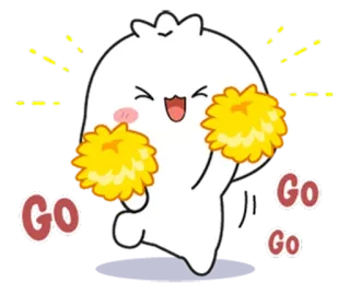 🌟 e8d5045f Go 啦啦队, 鼓励, 积极, 绒球, 加油!, 动画, 可爱 whatsapp sticker