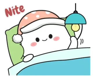 🌟 16ccf308 Nite mengantuk, malam, selamat malam, tempat tidur, imut, kartun whatsapp sticker
