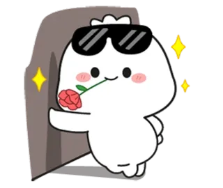 🌟 242c4151 Kartun, Mawar, Kacamata hitam, Imut, Kawaii, Karakter, Perayaan, Cinta whatsapp sticker