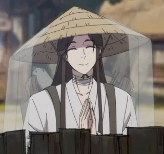 ☺️ 28088b28 Anime, Karakter, Topi, Tersenyum, Pakaian tradisional, Sapaan whatsapp sticker