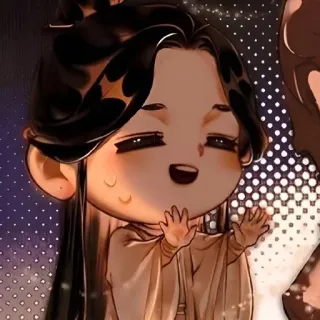 🌟 321f6d58 애니메이션 스타일, 치비, 웃는 얼굴, 아시아 남성, 손 흔드는 telegram sticker