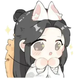 😊 d71fea37 고양이 귀, 애니메이션, 귀여운, 치비, 반짝이, 만화 telegram sticker
