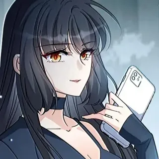 👍 54afc79e anime, wanita, telepon, kartun whatsapp sticker