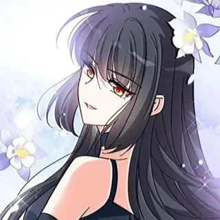 👍 7bc796d0 wanita, anime, karakter, bunga, potret whatsapp sticker