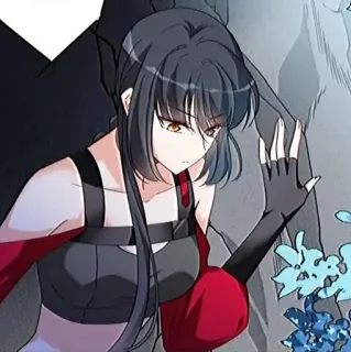 👍 c3145925 Anime, Wanita, Rambut hitam, Aksen merah whatsapp sticker