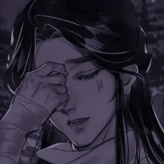 🫐 af00e377 anime, man, sad, long hair, injured, bandage telegram sticker