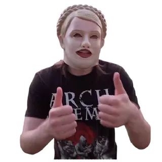 👍 728e90c2 ARCH ENEMY masker, jempol, orang, band, Arch Enemy, kaos telegram sticker