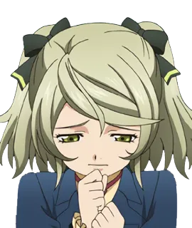 😞 0efb5f8a อนิเมะผู้หญิง, ผมบลอนด์, ผมหางม้า, เศร้า, ตาสีเขียว, น่ารัก telegram sticker