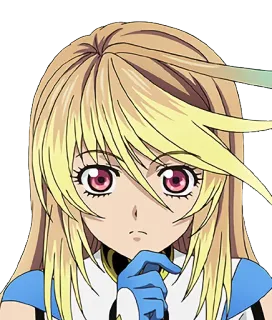 🤔 343597ba อนิเมะ, ตัวละคร, ผมบลอนด์, ตาสีชมพู, ผู้หญิง, ภาพเหมือน telegram sticker