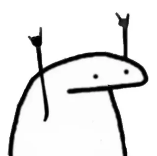 🤘 5cfe5993 Strichmännchen, Rock on, Handzeichen, Cartoon, Schwarzweiß whatsapp sticker