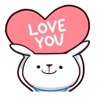 ❤️ 97b8c1d3 LOVE YOU 사랑, 하트, 토끼, 귀여운, 동물, 토끼, 애정, 발렌타인 telegram sticker