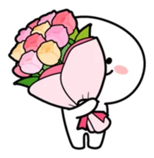 😊 ae9eff42 꽃다발, 꽃, 만화, 귀여운, 선물, 캐릭터 telegram sticker