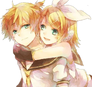 ❤ 44b91784 Rin and Len Kagamine Vocaloid anime, Vocaloid, Rin Kagamine, Len Kagamine, tweeling, schattig, geel haar telegram sticker