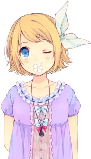 😉 666948a6 anime, meisje, schattig, personage, knipoog, kawaii, lint telegram sticker