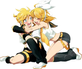 ❤ b7c15759 Rin and Len Kagamine Vocaloid Anime, Vocaloid, Rin Kagamine, Len Kagamine, Broers en zussen, Geel haar telegram sticker