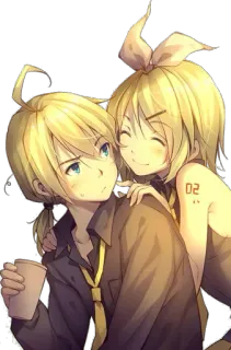 ❤ cd5acdb2 Rin and Len Kagamine vocaloid, anime, personages, muziek telegram sticker