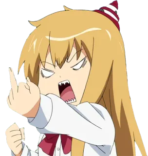 👆 9e9e7fe4 动漫, 女孩, 竖中指, 冒犯 telegram sticker