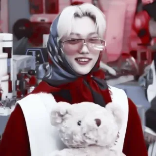 🕷 032db7d5 người, kính, khăn quàng cổ, gấu bông, chân dung, quần áo telegram sticker