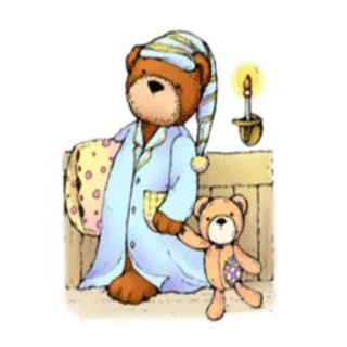 😴 2ea09bee beruang, boneka beruang, pakaian tidur, waktu tidur, imut, lilin, bantal, tidur telegram sticker