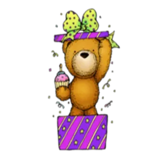 🎁 3d962860 boneka beruang, cupcake, ulang tahun, hadiah, perayaan, kartun telegram sticker