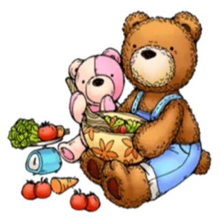 🍱 58da4fcc boneka beruang, salad, sayuran, lucu, kawaii, merah muda, kartun telegram sticker