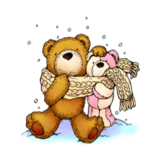 ❄️ ac7f8bad boneka beruang, syal, musim dingin, imut, penuh kasih, persahabatan telegram sticker