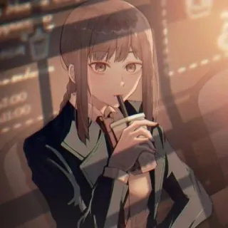 ⛓ 21753db4 Makima Chainsaw Man Anime, Gadis, Minuman, Makima, Chainsaw Man, Kafe telegram sticker