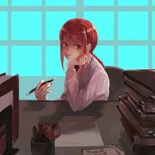 🍷 99e0dbe7 anime, gadis, meja, kantor, serius telegram sticker