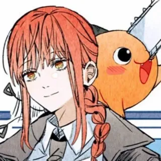 ⛓ e9300941 Makima Chainsaw Man Anime, Manga, Chainsaw Man, Makima, Oranye, Kartun telegram sticker