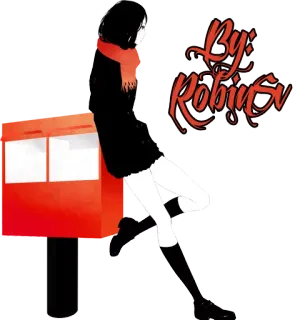 🦄 8e635d66 By: RobinSV woman, anime, scarf, illustration whatsapp sticker