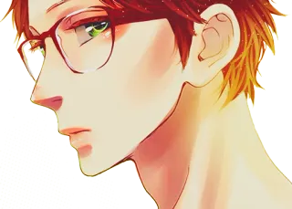 😒 c5a64e9d anime, manga, character, glasses, portrait, man whatsapp sticker