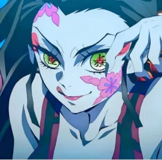 😝 7e7428b8 Daki Demon Slayer Anime, Iblis, Gadis, Bunga, Mata hijau, Daki telegram sticker