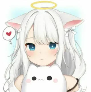 😸 edfc8396 Anime, Gadis kucing, Lucu, Kawaii, Malaikat, Rambut putih telegram sticker