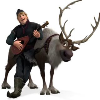 🎸 1ded46c4 Kristoff Frozen Kristoff, Sven, renna, chitarra, cartone animato, film d'animazione telegram sticker