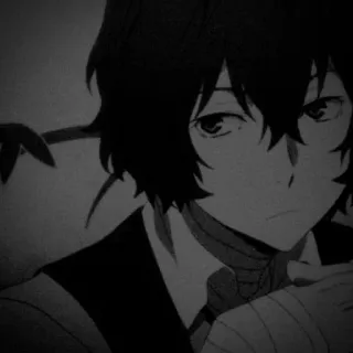 👀 4be8c82e anime, manga, portrait, black and white, person, illustration whatsapp sticker