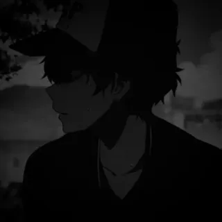 🎵 d908f47c anime, boy, sad, manga, dark, hat whatsapp sticker