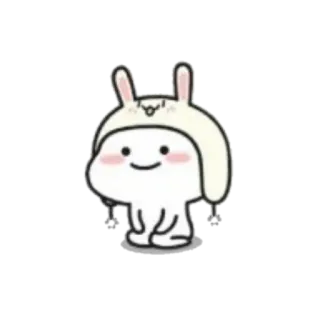 🪐 9422c838 thỏ, dễ thương, động vật, trắng, mũ telegram sticker