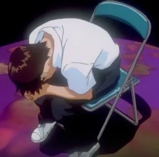 🤐 4246afe1 Shinji Ikari Neon Genesis Evangelion 애니메이션, 슬픈, 우울증, 신지, 에반게리온, 캐릭터, 앉아있는, 의자 whatsapp sticker