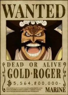 🥇 86f8be72 Gold Roger One Piece WANTED DEAD OR ALIVE GOLD ROGER MARINE 수배 포스터, 애니메이션, 해적, 원피스, 골드 로저 whatsapp sticker