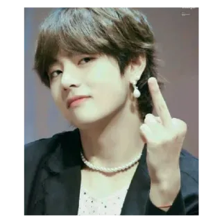 🏁 342274af jari tengah, menyinggung, gestur, kpop, v, bts, penyanyi telegram sticker