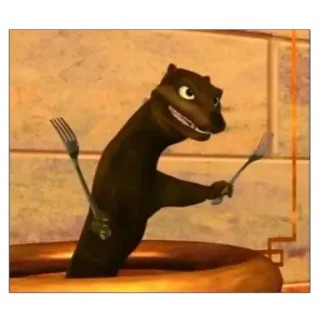 🌭 22f3a54e tier, gabeln, kochen, cartoon, aal telegram sticker