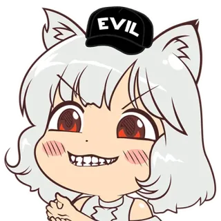 😬 9b330b20 EVIL anime, catgirl, evil, grin, hat, cartoon, mischief telegram sticker