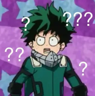 🙂 be5623c5 Izuku Midoriya My Hero Academia ? ? ? ? ? 动漫, 问号, 困惑, 我的英雄学院, 绿谷出久 telegram sticker