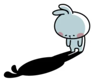 😔 2b8bb4d7 konijn, schattig, verdrietig, schaduw, cartoon, konijntje, kawaii whatsapp sticker