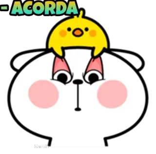🙄 624f28f4 ACORDA Cartoon, Schattig, Dier, Hond, Vogel, Wakker worden whatsapp sticker