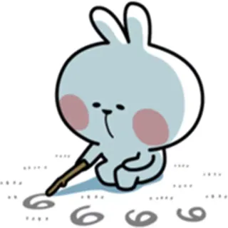 😔 62719fea konijn, tekening, stok, cijfers, schattig, cartoon whatsapp sticker