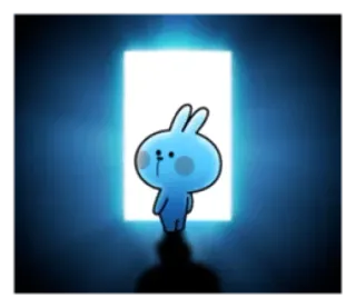 🌚 66798225 Cartoon, Konijn, Blauw, Licht, Schaduw, Schattig whatsapp sticker