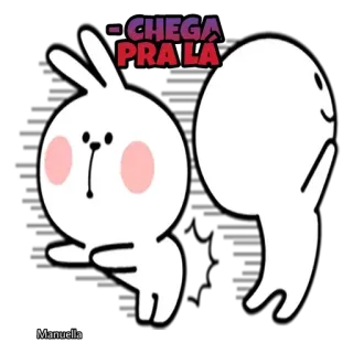 🌝 80583ade CHEGA PRA LA konijn, cartoon, schattig, wit, illustratie, konijntje whatsapp sticker