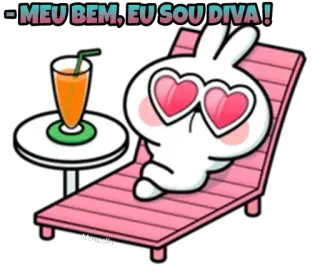 😌 84c05693 MEU BEM, EU SOU DIVA ! konijn, diva, strand, zonnebril, ontspannen whatsapp sticker