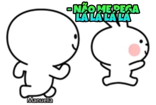 🏃‍♀ f609684a NÃO ME PEGA LA LA LA LÁ
Manuella schattig, cartoon, rennen, pak me dan, personages whatsapp sticker